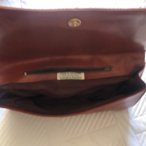 Lawrence Bentley Leather Clutch Terra-cotta suede detail. Chic, classic stylish - Picture 14 of 15